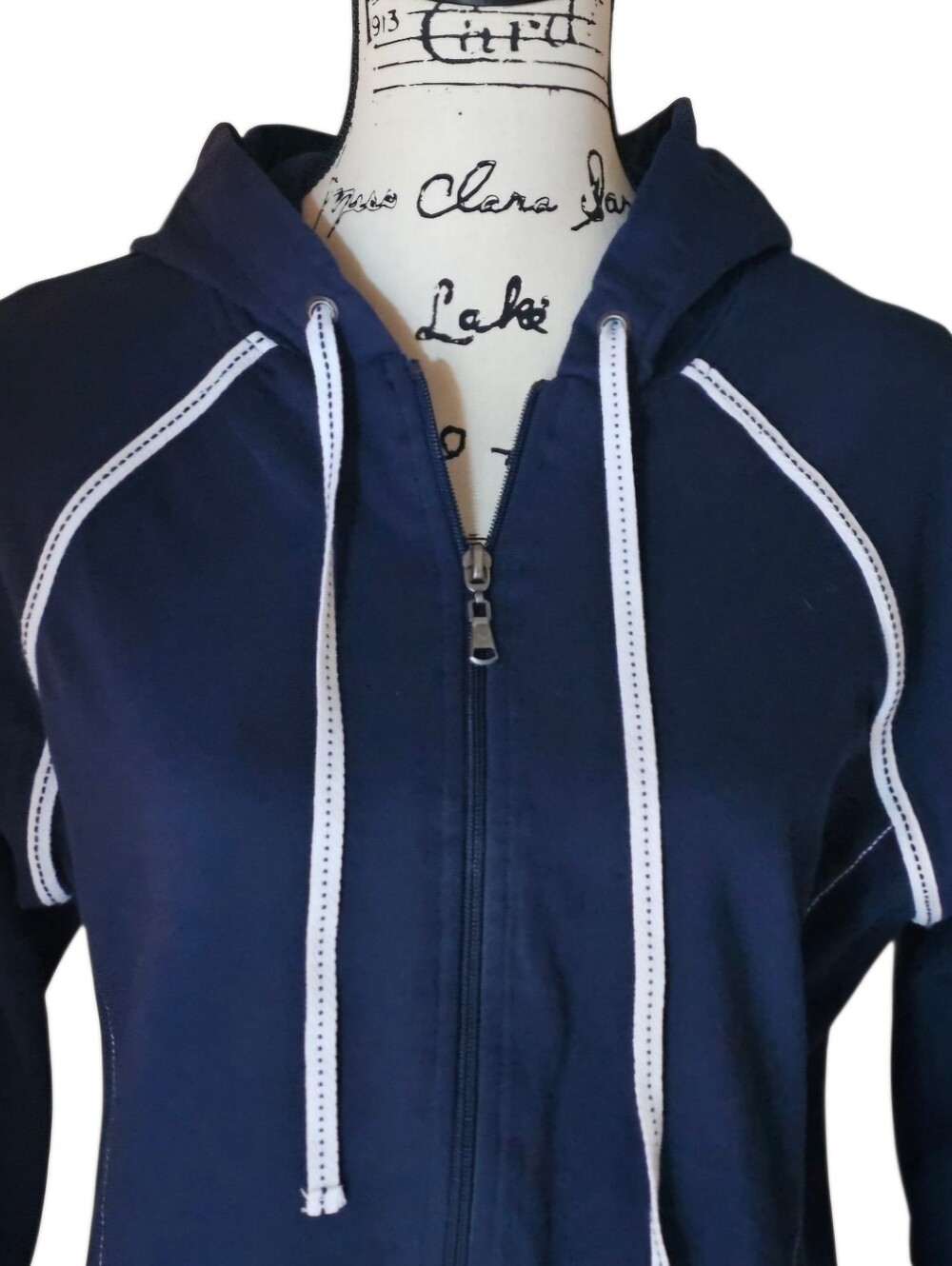 Danskin Navy Full‑Zip Hoodie with White Trim - Picture 4 of 7